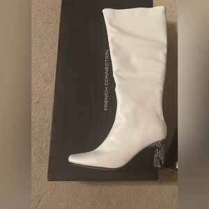 French Connection White Heeled Boots